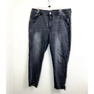 Seven7 Women's Plus Size 18W Jeans High-Rise Skinny Raw Hem Gray Bleached effect